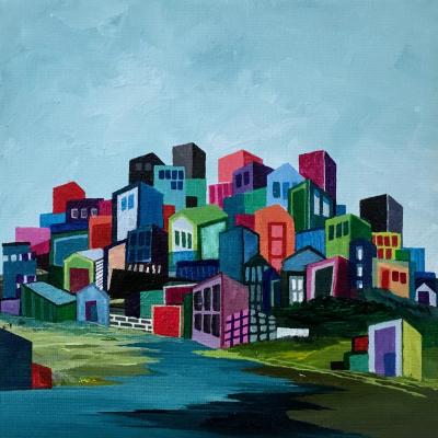 Acrylics and pen on canvas