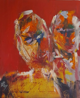 Faces On Red